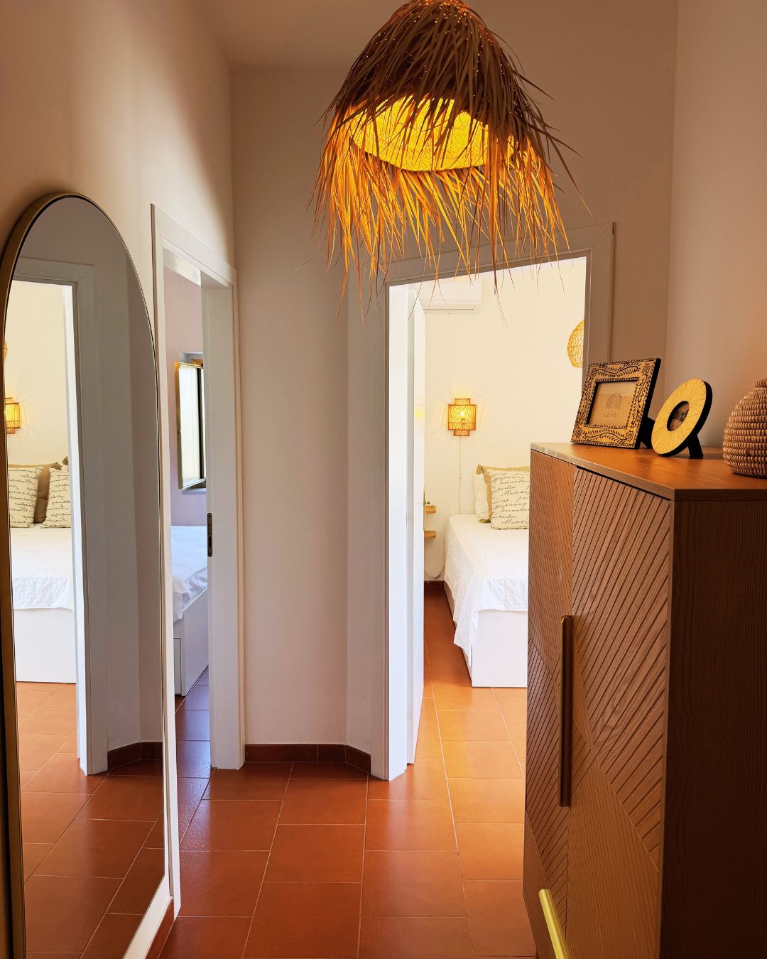 Warm hallway leading to the two garden bedrooms
